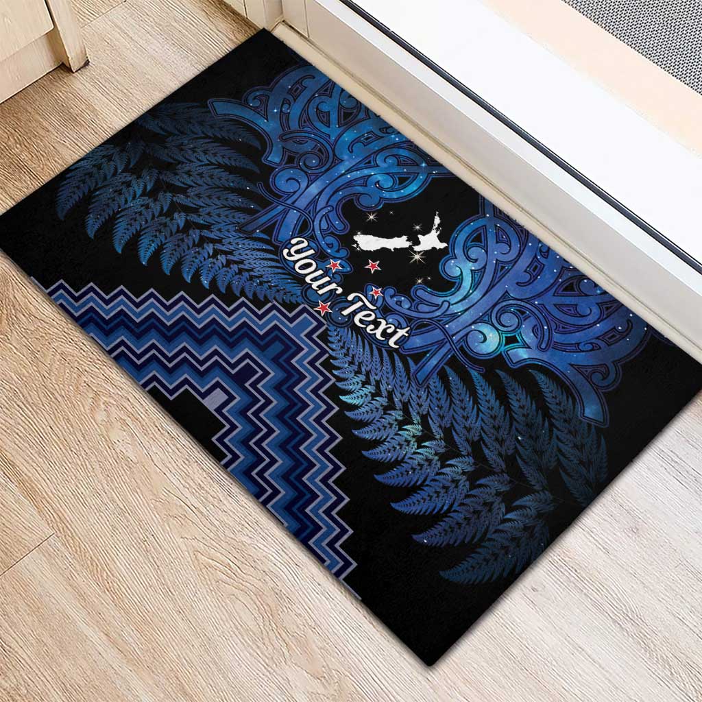 Personalised Aotearoa Matariki Rubber Doormat Blue Fern Maori Poutama