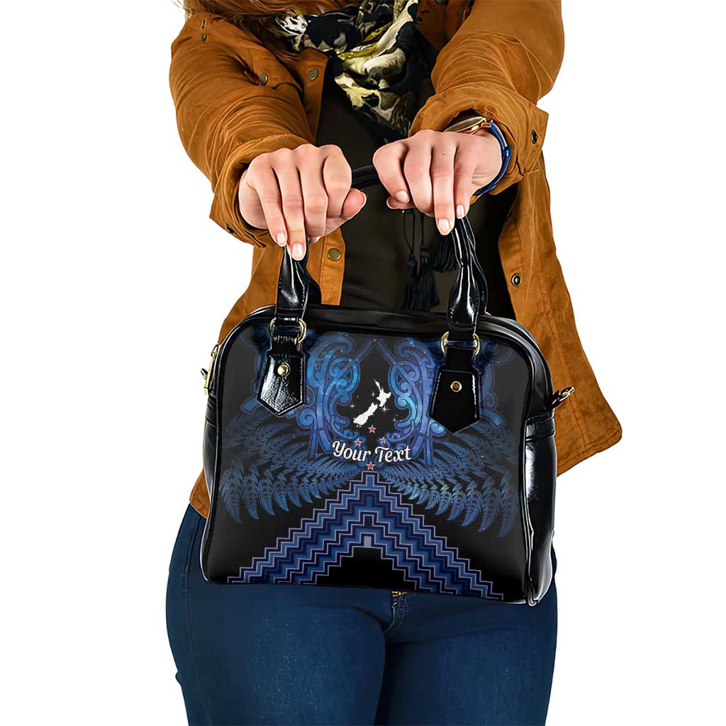 Personalised Aotearoa Matariki Shoulder Handbag Blue Fern Maori Poutama LT01 One Size Blue - Polynesian Pride