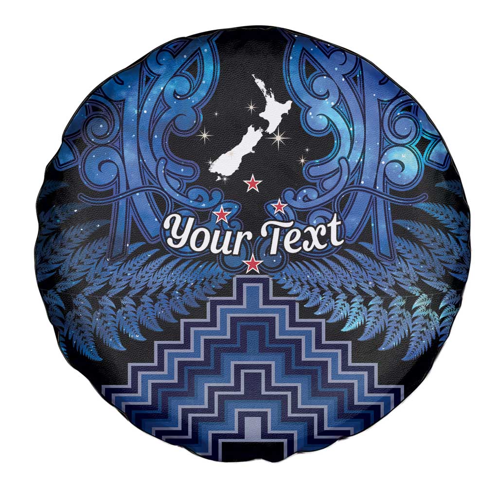 Personalised Aotearoa Matariki Spare Tire Cover Blue Fern Maori Poutama