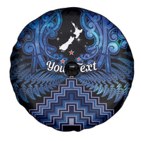 Personalised Aotearoa Matariki Spare Tire Cover Blue Fern Maori Poutama
