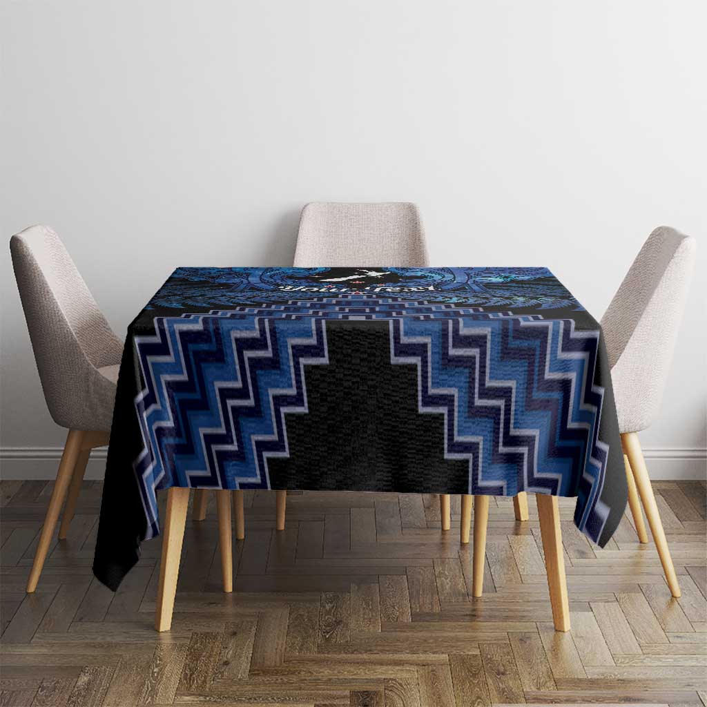 Personalised Aotearoa Matariki Tablecloth Blue Fern Maori Poutama