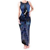 Personalised Aotearoa Matariki Tank Maxi Dress Blue Fern Maori Poutama