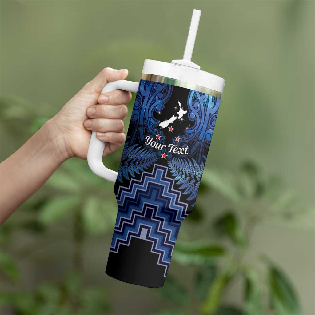 Personalised Aotearoa Matariki Tumbler With Handle Blue Fern Maori Poutama