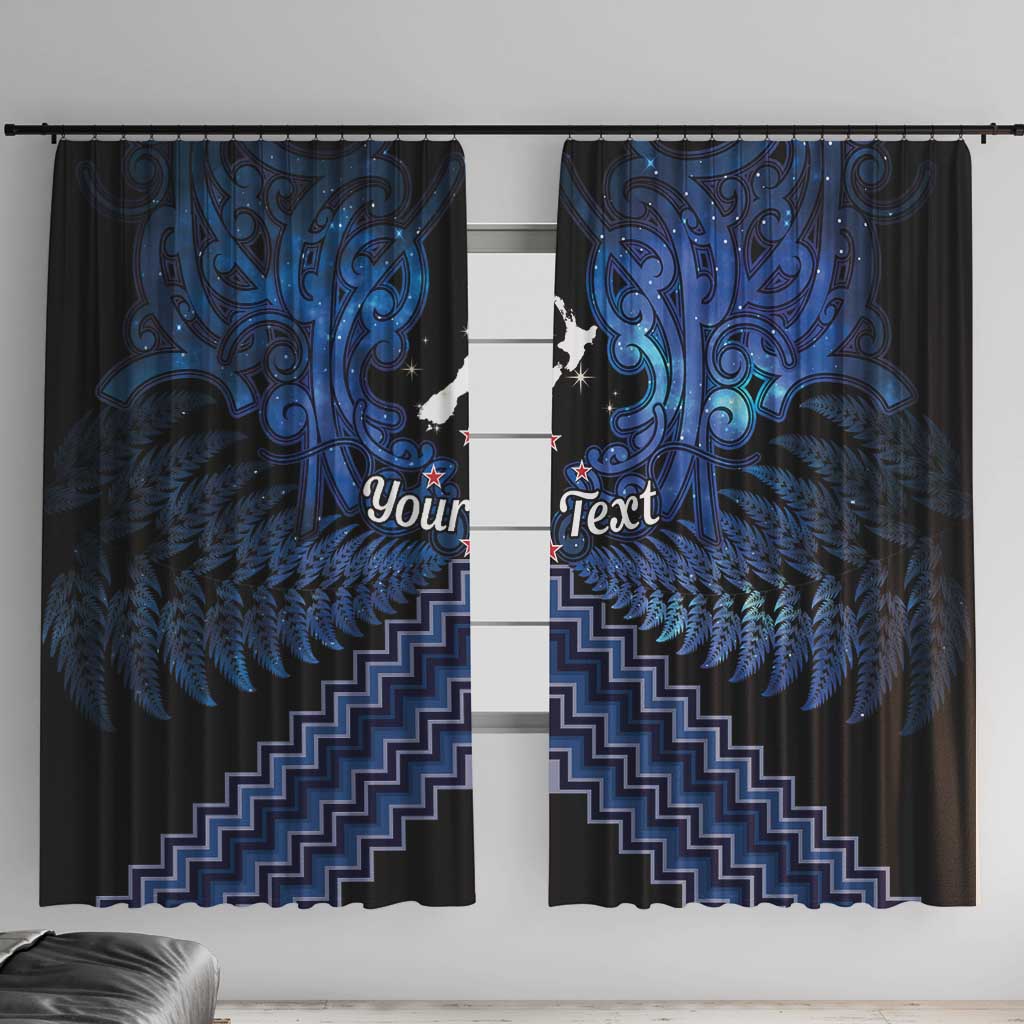 Personalised Aotearoa Matariki Window Curtain Blue Fern Maori Poutama