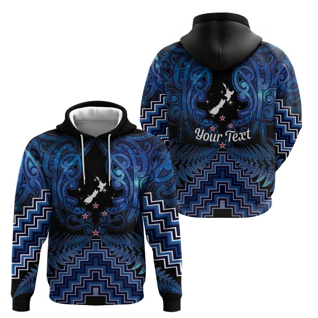 Personalised Aotearoa Matariki Zip Hoodie Blue Fern Maori Poutama LT01 - Polynesian Pride