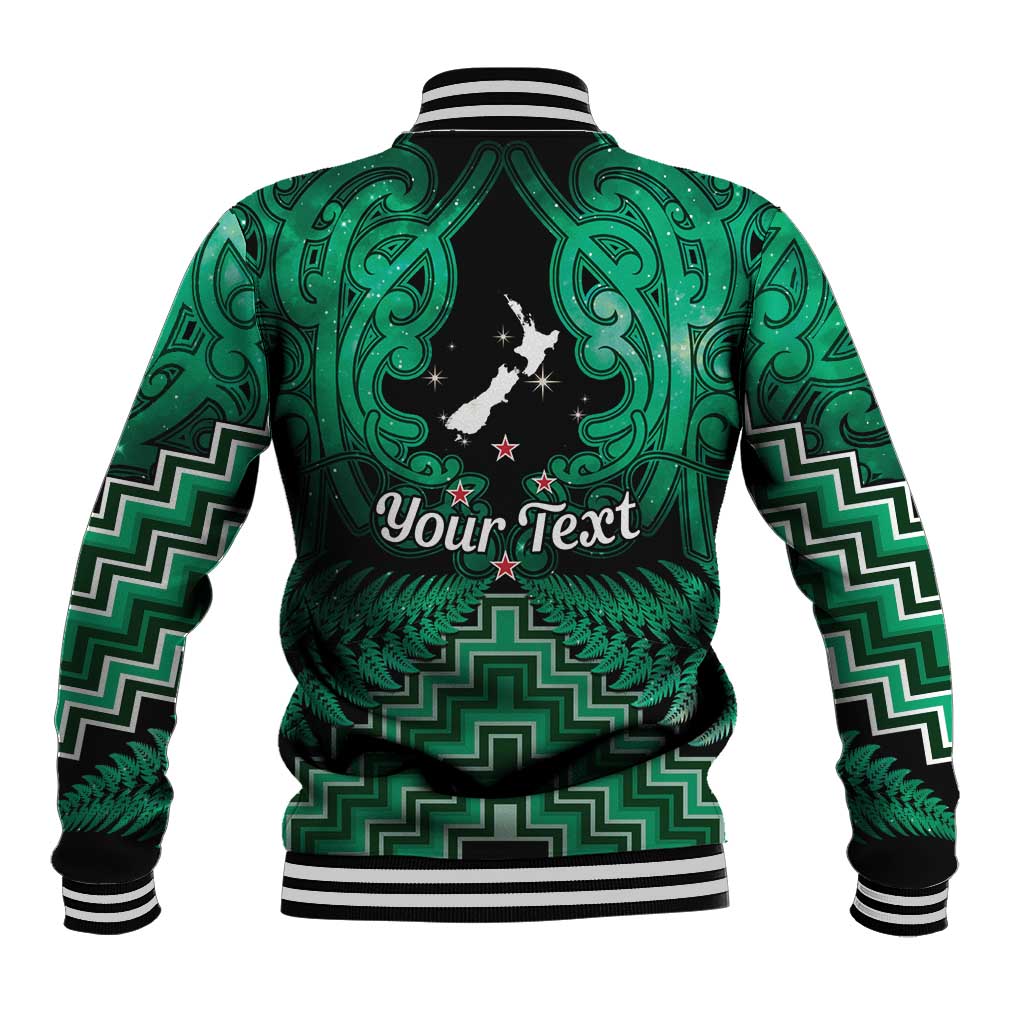 Personalised Aotearoa Matariki Baseball Jacket Green Fern Maori Poutama