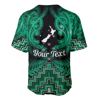 Personalised Aotearoa Matariki Baseball Jersey Green Fern Maori Poutama