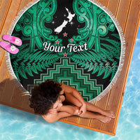 Personalised Aotearoa Matariki Beach Blanket Green Fern Maori Poutama