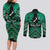 Personalised Aotearoa Matariki Couples Matching Long Sleeve Bodycon Dress and Long Sleeve Button Shirt Green Fern Maori Poutama