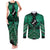 Personalised Aotearoa Matariki Couples Matching Tank Maxi Dress and Long Sleeve Button Shirt Green Fern Maori Poutama