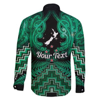 Personalised Aotearoa Matariki Family Matching Long Sleeve Bodycon Dress and Hawaiian Shirt Green Fern Maori Poutama
