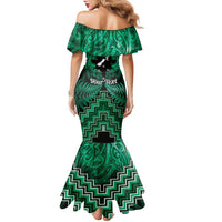 Personalised Aotearoa Matariki Family Matching Mermaid Dress and Hawaiian Shirt Green Fern Maori Poutama