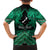 Personalised Aotearoa Matariki Family Matching Off The Shoulder Long Sleeve Dress and Hawaiian Shirt Green Fern Maori Poutama