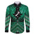 Personalised Aotearoa Matariki Family Matching Off The Shoulder Long Sleeve Dress and Hawaiian Shirt Green Fern Maori Poutama
