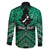 Personalised Aotearoa Matariki Family Matching Off The Shoulder Long Sleeve Dress and Hawaiian Shirt Green Fern Maori Poutama