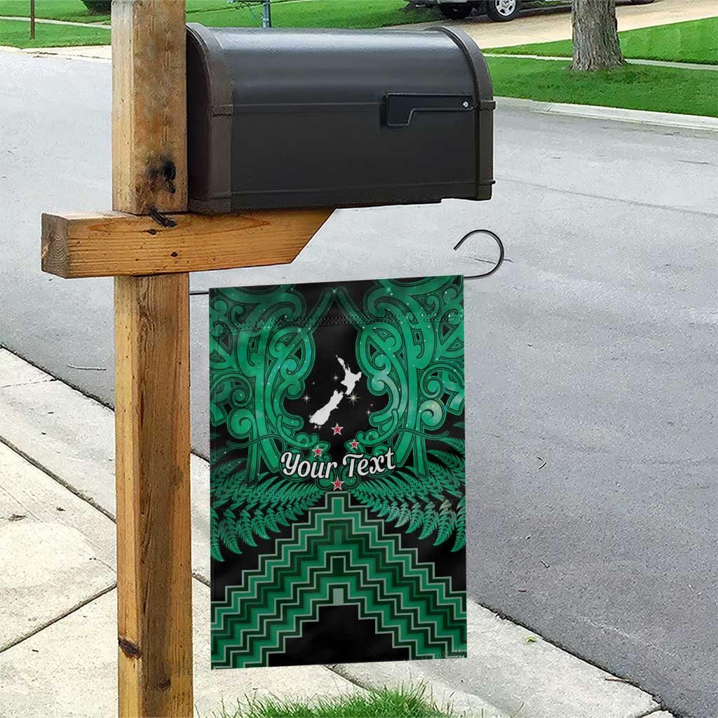 Personalised Aotearoa Matariki Garden Flag Green Fern Maori Poutama