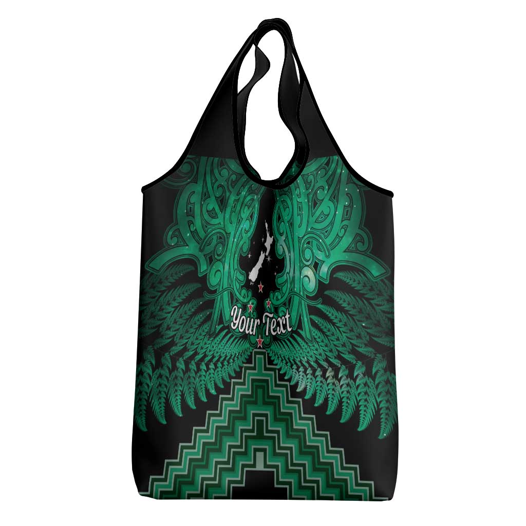 Personalised Aotearoa Matariki Grocery Bag Green Fern Maori Poutama