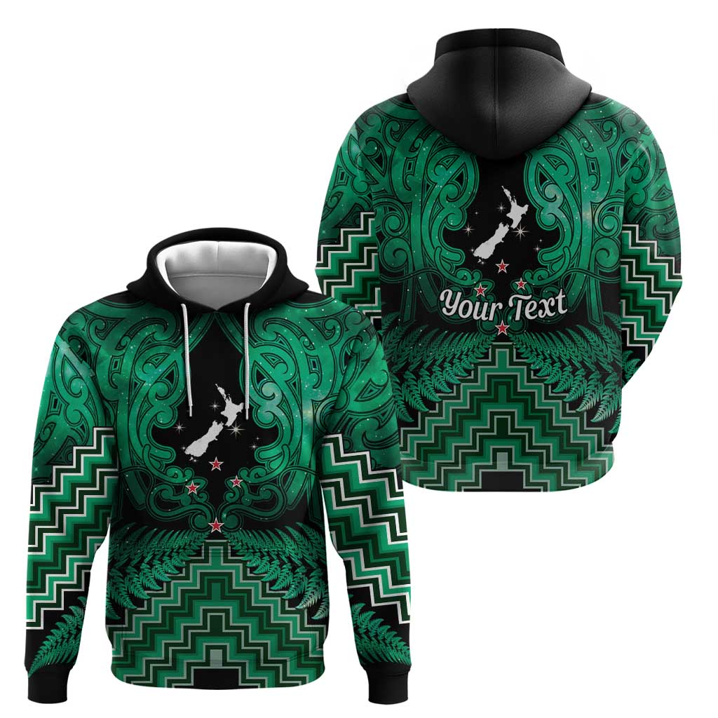 Personalised Aotearoa Matariki Hoodie Green Fern Maori Poutama