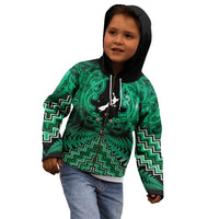 Personalised Aotearoa Matariki Kid Hoodie Green Fern Maori Poutama
