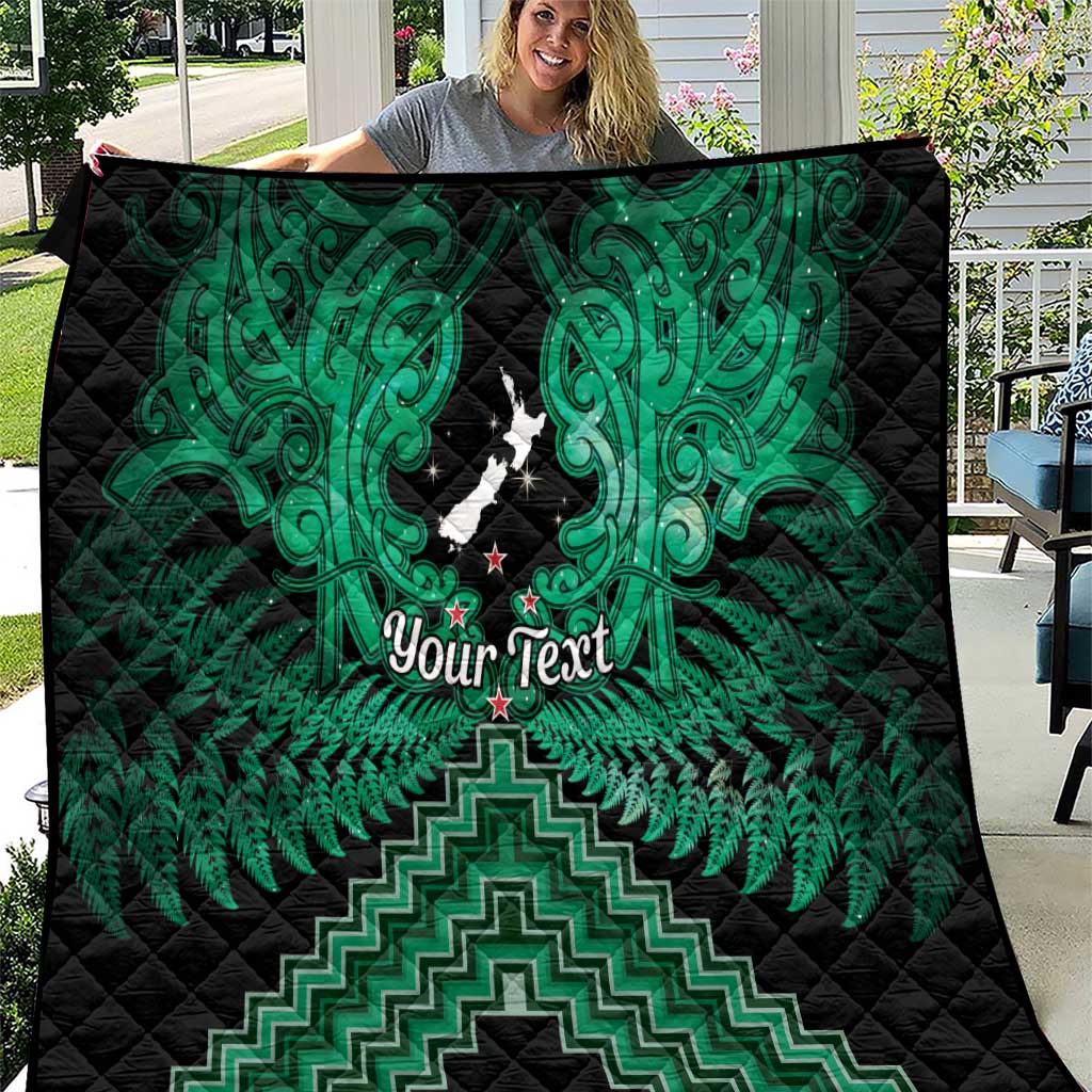 Personalised Aotearoa Matariki Quilt Green Fern Maori Poutama