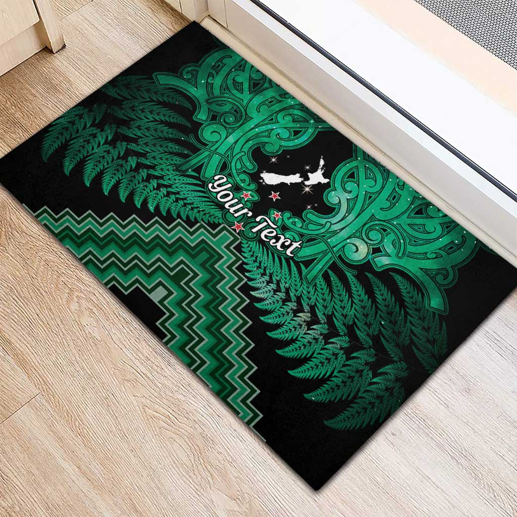 Personalised Aotearoa Matariki Rubber Doormat Green Fern Maori Poutama