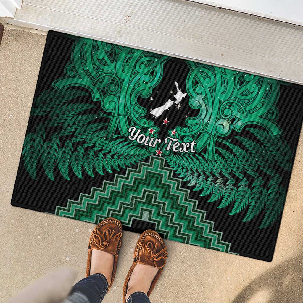 Personalised Aotearoa Matariki Rubber Doormat Green Fern Maori Poutama