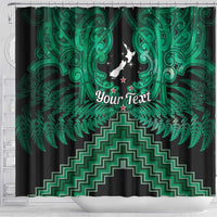 Personalised Aotearoa Matariki Shower Curtain Green Fern Maori Poutama