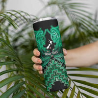Personalised Aotearoa Matariki Skinny Tumbler Green Fern Maori Poutama