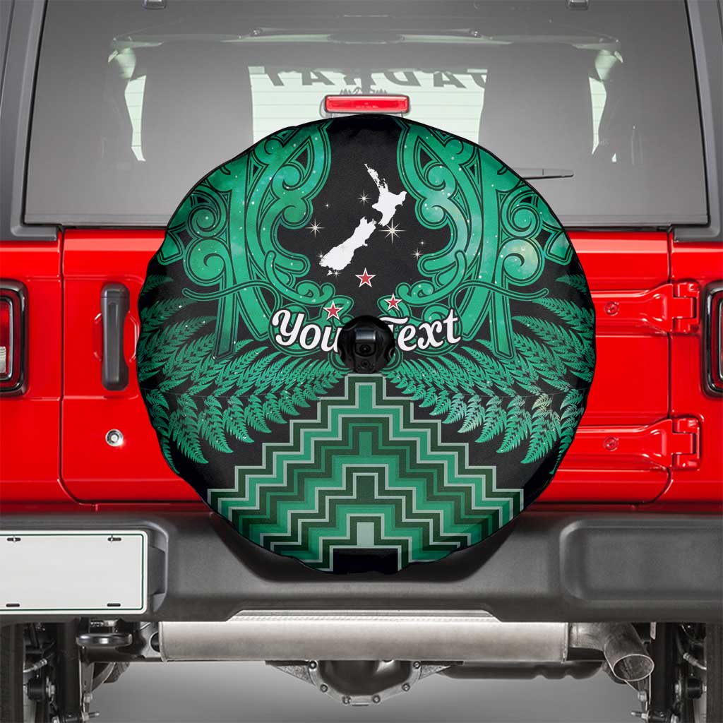 Personalised Aotearoa Matariki Spare Tire Cover Green Fern Maori Poutama
