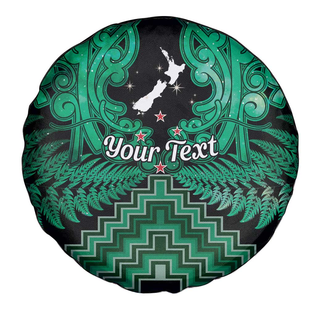 Personalised Aotearoa Matariki Spare Tire Cover Green Fern Maori Poutama
