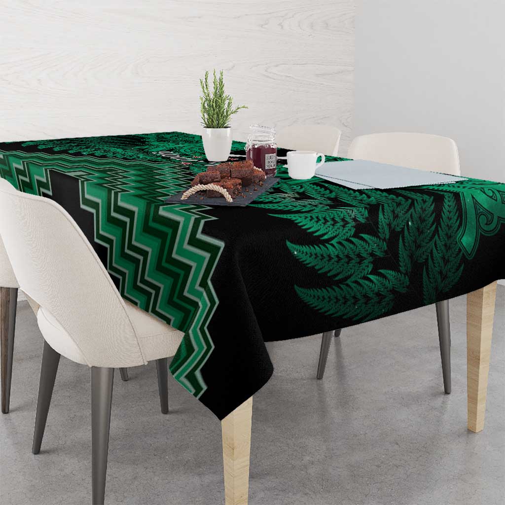 Personalised Aotearoa Matariki Tablecloth Green Fern Maori Poutama