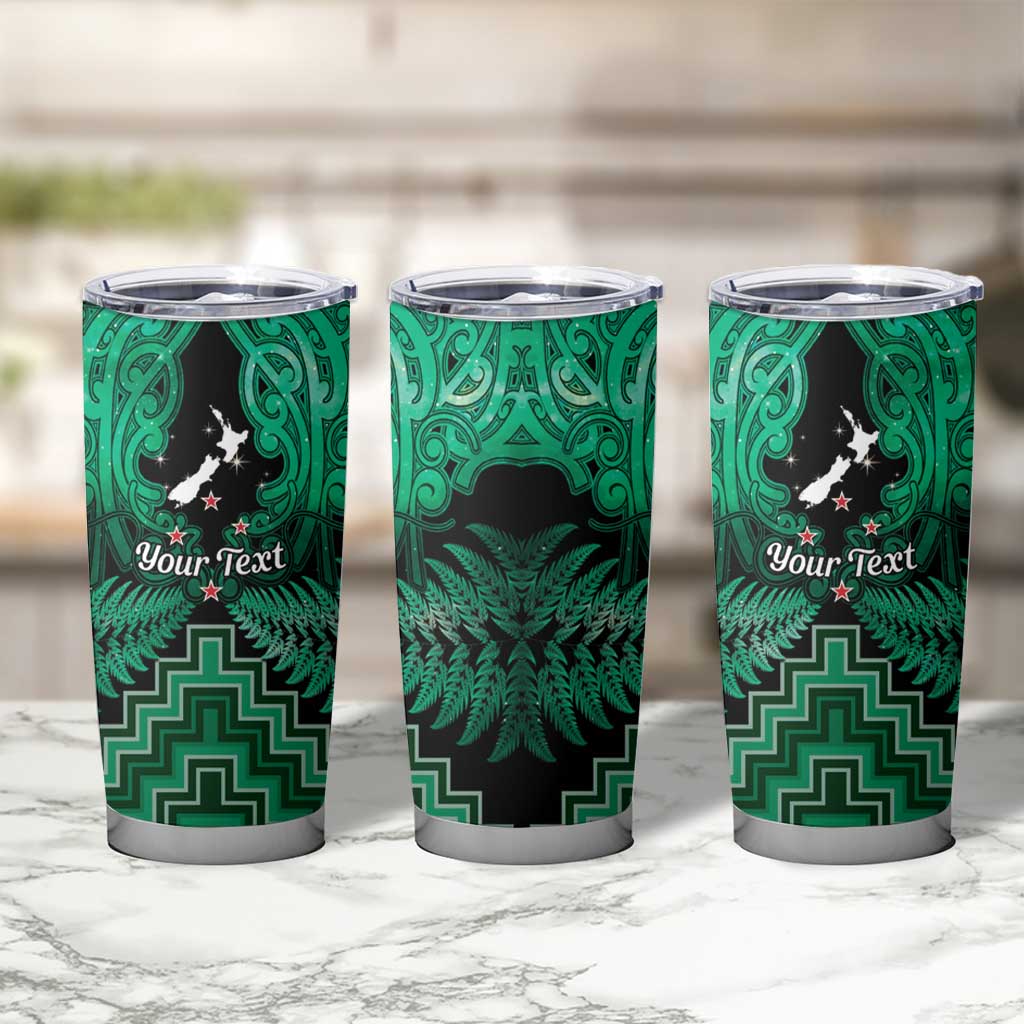 Personalised Aotearoa Matariki Tumbler Cup Green Fern Maori Poutama