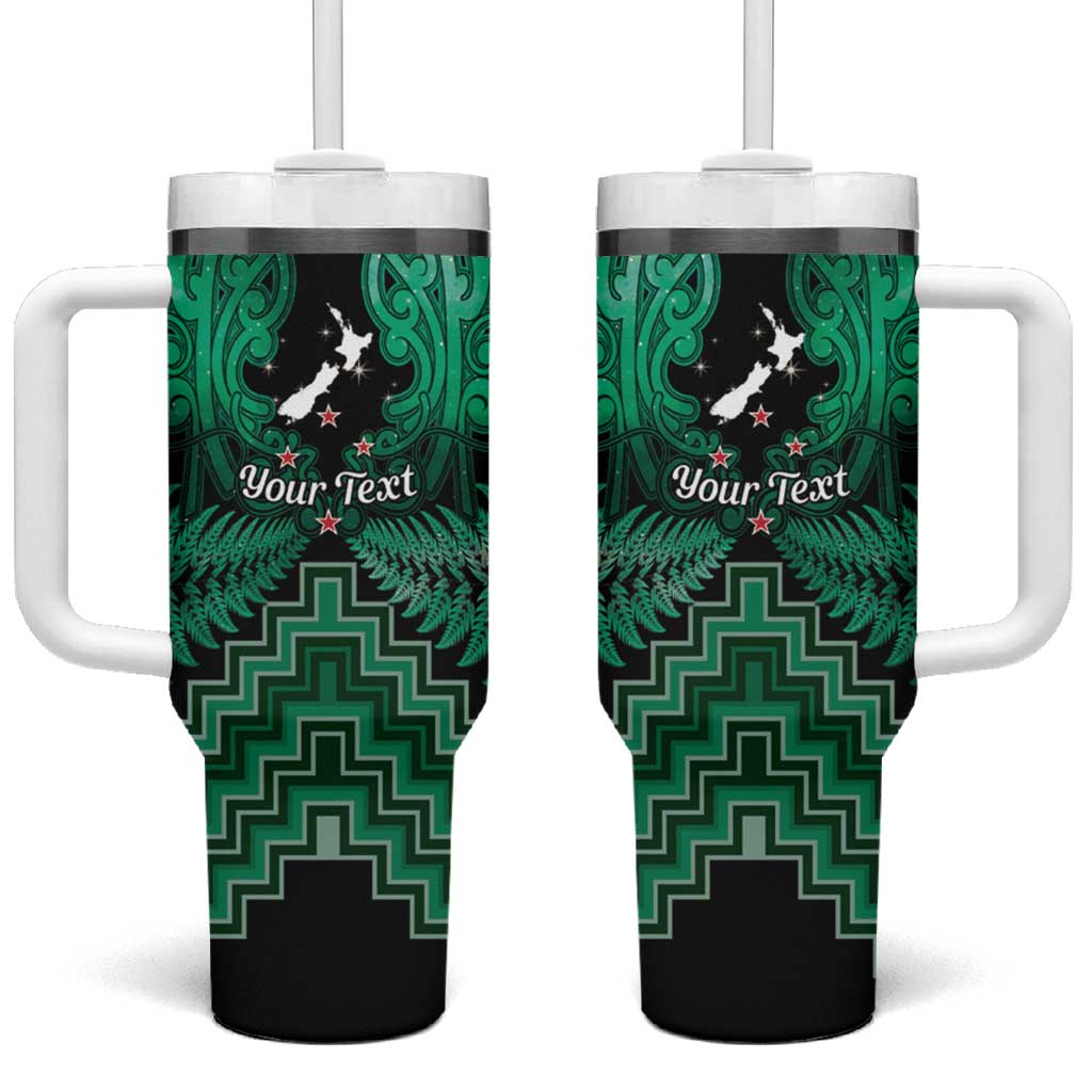 Personalised Aotearoa Matariki Tumbler With Handle Green Fern Maori Poutama