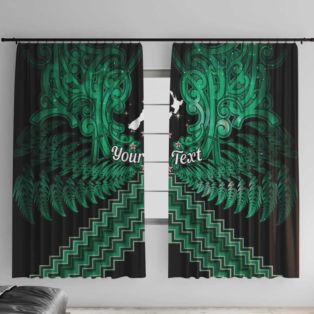 Personalised Aotearoa Matariki Window Curtain Green Fern Maori Poutama