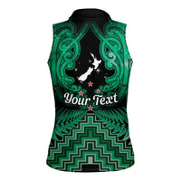Personalised Aotearoa Matariki Women Sleeveless Polo Shirt Green Fern Maori Poutama