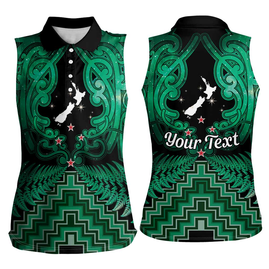 Personalised Aotearoa Matariki Women Sleeveless Polo Shirt Green Fern Maori Poutama