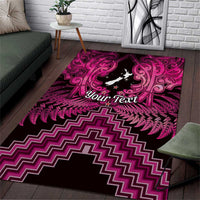 Personalised Aotearoa Matariki Area Rug Pink Fern Maori Poutama