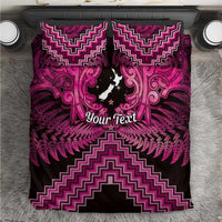 Personalised Aotearoa Matariki Bedding Set Pink Fern Maori Poutama