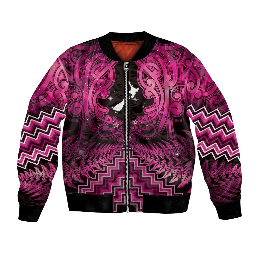Personalised Aotearoa Matariki Bomber Jacket Pink Fern Maori Poutama