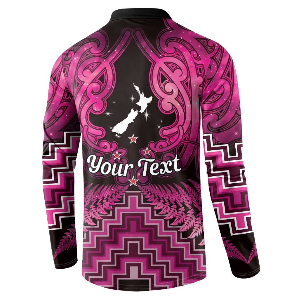 Personalised Aotearoa Matariki Button Sweatshirt Pink Fern Maori Poutama