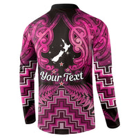 Personalised Aotearoa Matariki Button Sweatshirt Pink Fern Maori Poutama