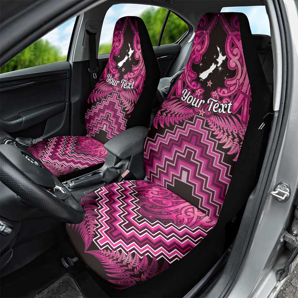 Personalised Aotearoa Matariki Car Seat Cover Pink Fern Maori Poutama