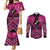 Personalised Aotearoa Matariki Couples Matching Mermaid Dress and Long Sleeve Button Shirt Pink Fern Maori Poutama