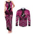 Personalised Aotearoa Matariki Couples Matching Tank Maxi Dress and Long Sleeve Button Shirt Pink Fern Maori Poutama