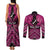 Personalised Aotearoa Matariki Couples Matching Tank Maxi Dress and Long Sleeve Button Shirt Pink Fern Maori Poutama