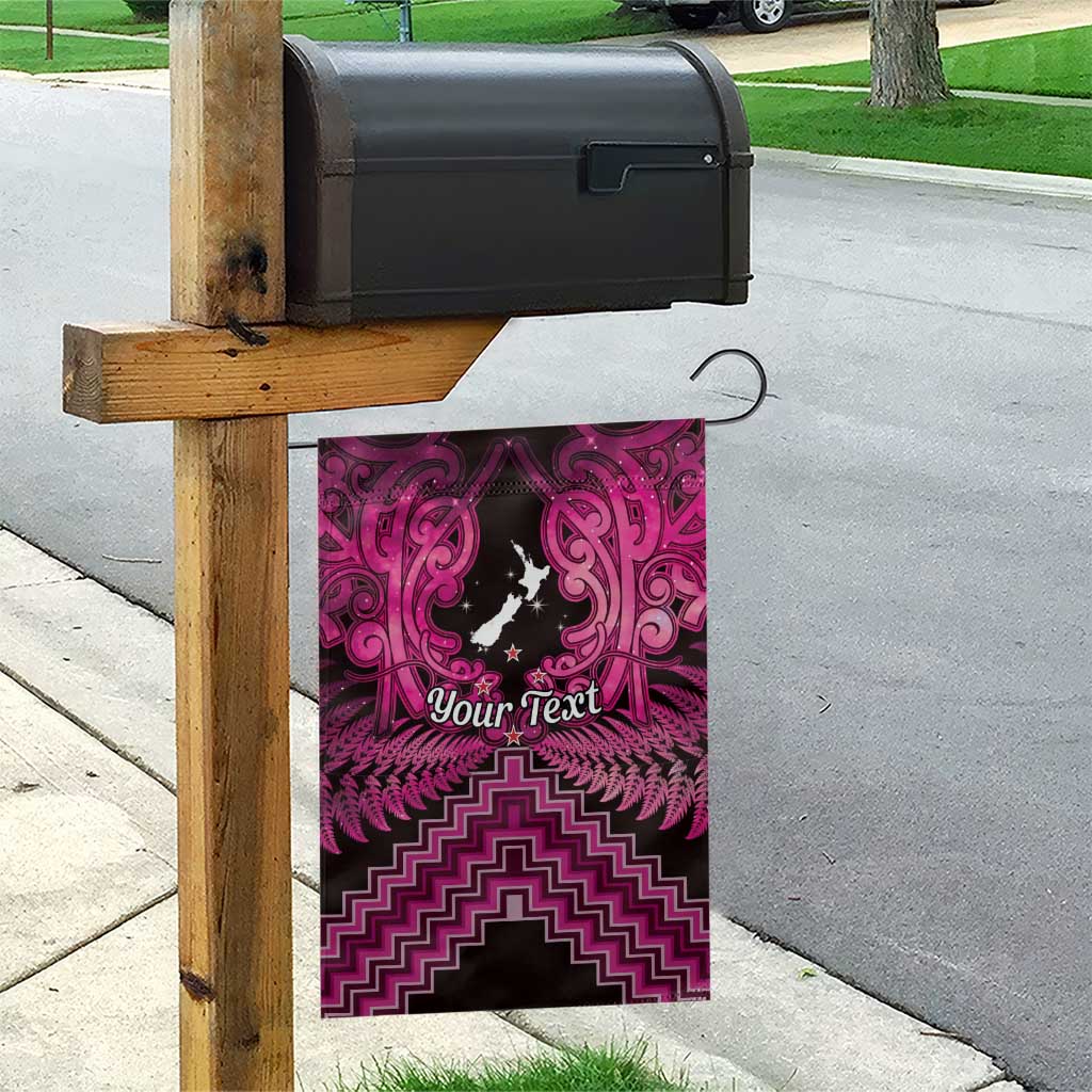 Personalised Aotearoa Matariki Garden Flag Pink Fern Maori Poutama