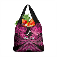 Personalised Aotearoa Matariki Grocery Bag Pink Fern Maori Poutama