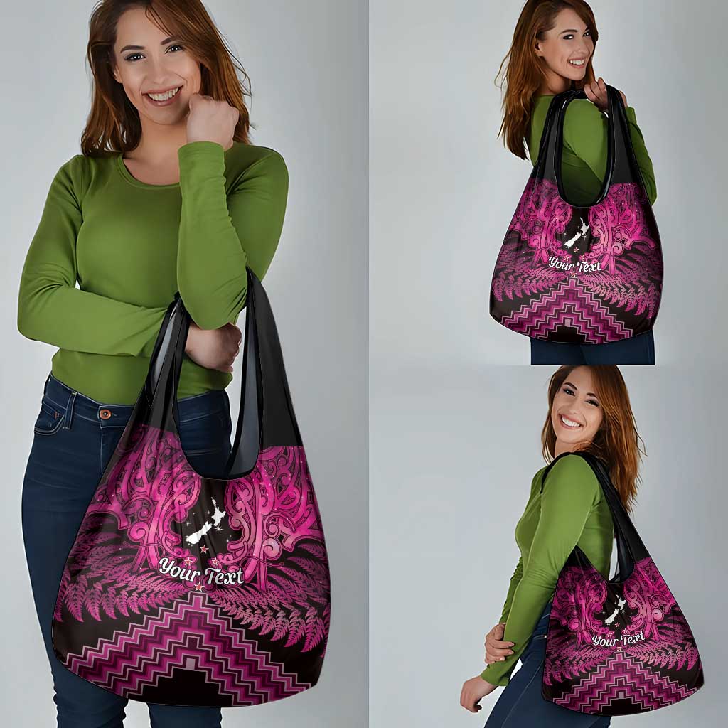 Personalised Aotearoa Matariki Grocery Bag Pink Fern Maori Poutama