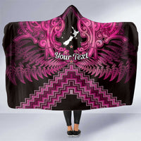 Personalised Aotearoa Matariki Hooded Blanket Pink Fern Maori Poutama