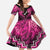 Personalised Aotearoa Matariki Kid Short Sleeve Dress Pink Fern Maori Poutama